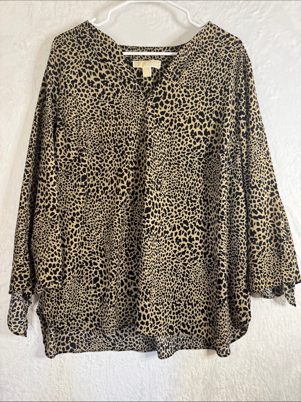 Michael Kors Leopard Print V-Neck Blouse 2X